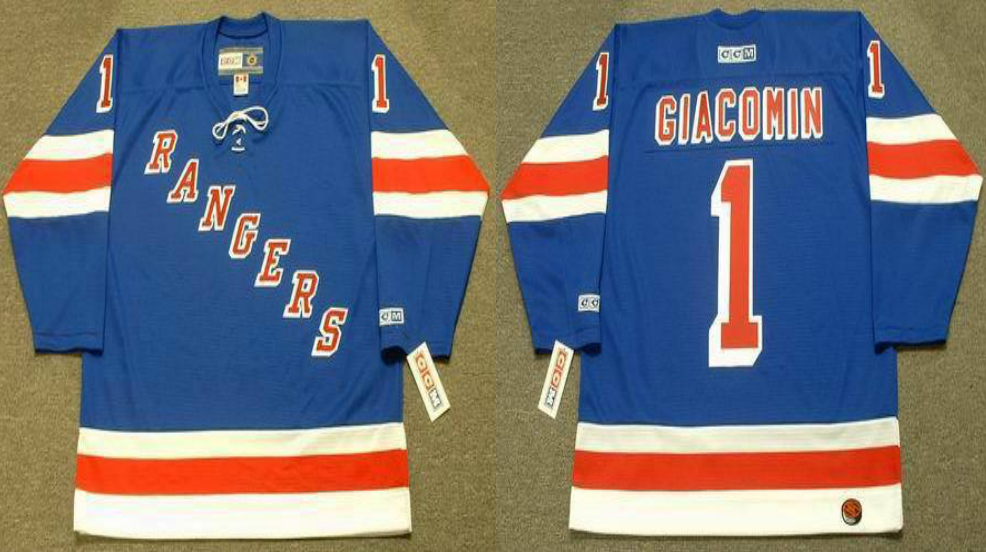 2019 Men New York Rangers #1 Giacomin blue CCM NHL jerseys